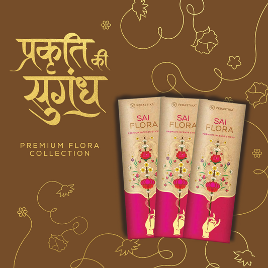 Vedastika Sai Flora Premium Incense Sticks, Natural, Hand-Rolled with Honey
