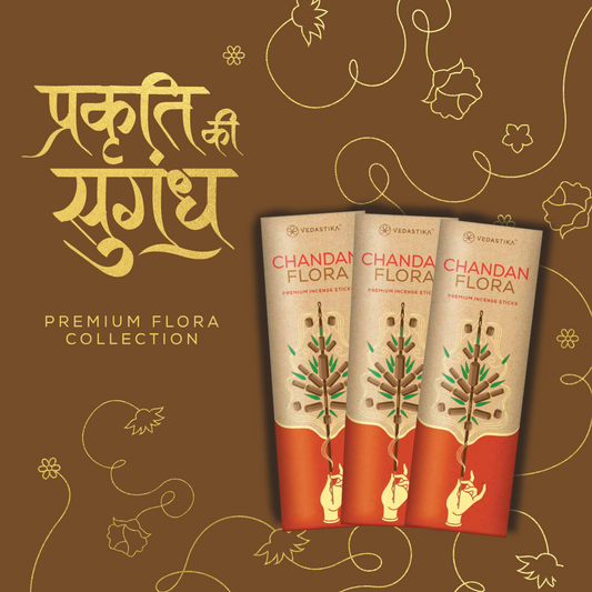 Vedastika Chandan Flora Premium Incense Sticks, Natural, Hand-Rolled with Honey