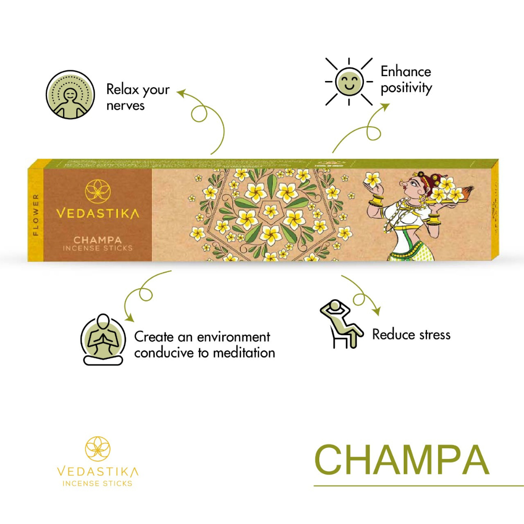 VEDASTIKA Floral Bliss Flower Fragrance Long-Lasting Aroma Therapy Charcoal Free Incense Sticks Non-Allergic 180 Handmade Agarbatti for Pooja n Meditation With Burner Stand_Pack of 4