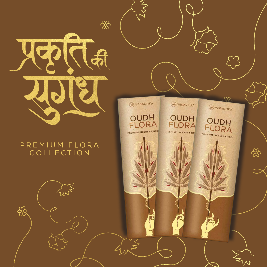 Vedastika Oudh Flora Premium Incense Sticks, Natural, Hand-Rolled with Honey