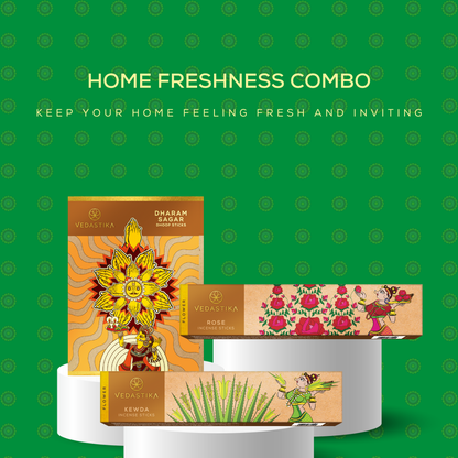 Home Freshness Bundle: Rose, Kewda, Dharm Sagar for Invigorating Spaces