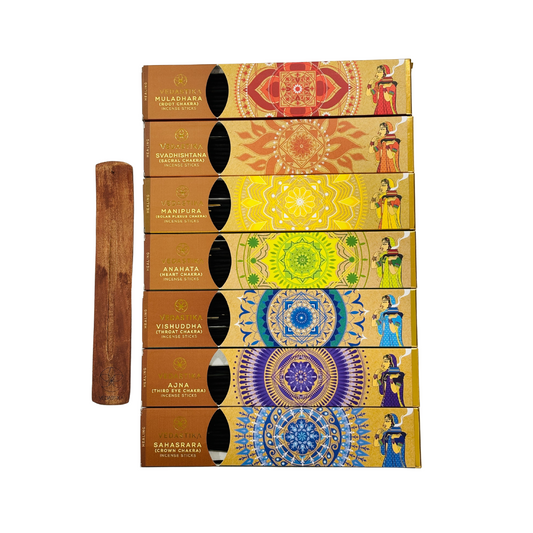 VEDASTIKA Healing Collection Premium Fragrance Long-Lasting Charcoal Free 140 Incense Sticks Non-Allergic Handmade Agarbatti for Pooja & Meditation with Burner Stand_Pack of 7